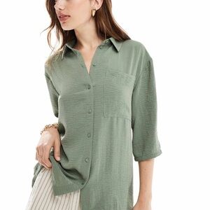 JDY 3/4 sleeve shirt in khaki bottom up
